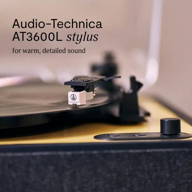 Alt view image 6 of 6 - House of Rise Up Bluetooth Turntable, Built-in Speakers, 2-Way Bluetooth, Audio Technica Stylus, Bamboo Finish, Recycled Felt Slipmat, Plug-and-Play with Dust Cover