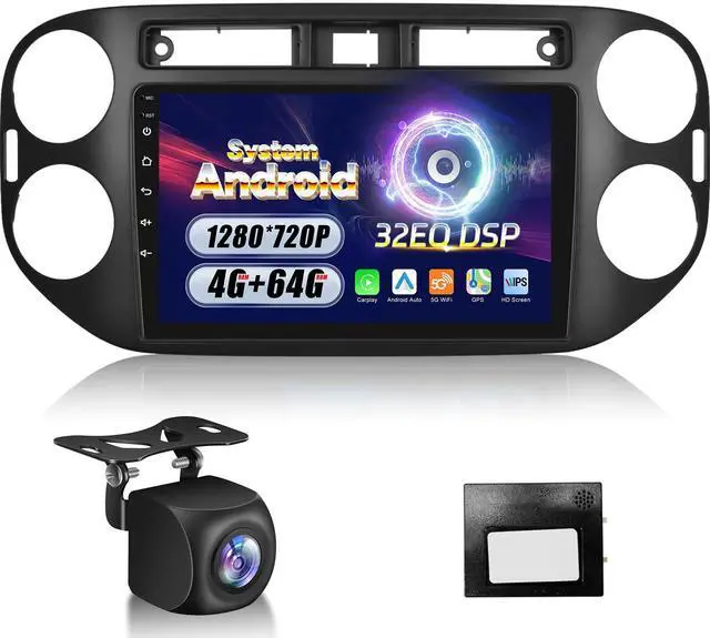 Main image of Upgraded 4GB+64GB Car Radio Stereo for VW Tiguan 2006 2007 2008 2009 2010 2011 2012 2013 2014 2015 2016 with Wireless Carplay/Android Auto, 32EQ DSP, 5GHz WiFi & GPS Navigation + AHD Rear View Camera