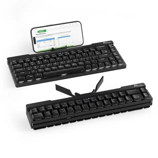Main image of F68 60% Foldable Low Profile Mechanical Keyboard, Wireless Mechanical Keyboard with Aluminum Body, Built-in Stand Holder, White Backlit, 68 Keys