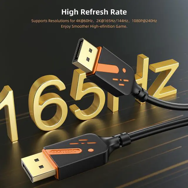 Alt view image 3 of 6 - DisplayPort Cable 6 Feet, 10-Pack Gold-Plated DP to DP Cables 4K@60Hz, 2K@165Hz, 2K@144Hz, Display Port Cable Male to Male Support 3D, HDR for Gaming, Computer, TV, Monitor