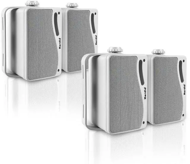 Main image of 3.5 Inch Passive Outdoor Speakers Wired Waterproof Wall Mount Speakers with 400W Superior Sound, All-Weather Durability, for Home Patio Garden Marine Boat Garage Indoor,4-Pack White