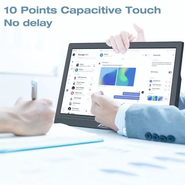 Alt view image 3 of 6 - Touchscreen Portable Monitor 11.6 Inch, HD 1366x768P LED External Display with USB C HDMI and Speakers & Stand, Travel Monitor Second Screen for Laptop Phone PC Mac Xbox PS4 Switch
