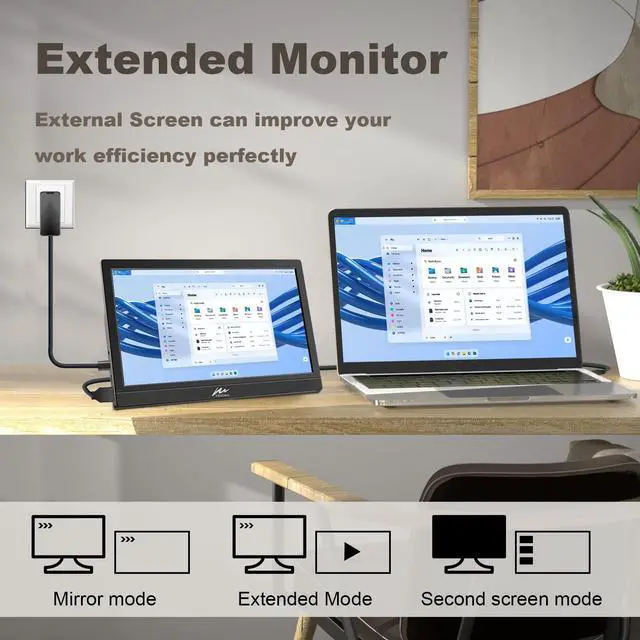 Alt view image 4 of 6 - Touchscreen Portable Monitor 11.6 Inch, HD 1366x768P LED External Display with USB C HDMI and Speakers & Stand, Travel Monitor Second Screen for Laptop Phone PC Mac Xbox PS4 Switch
