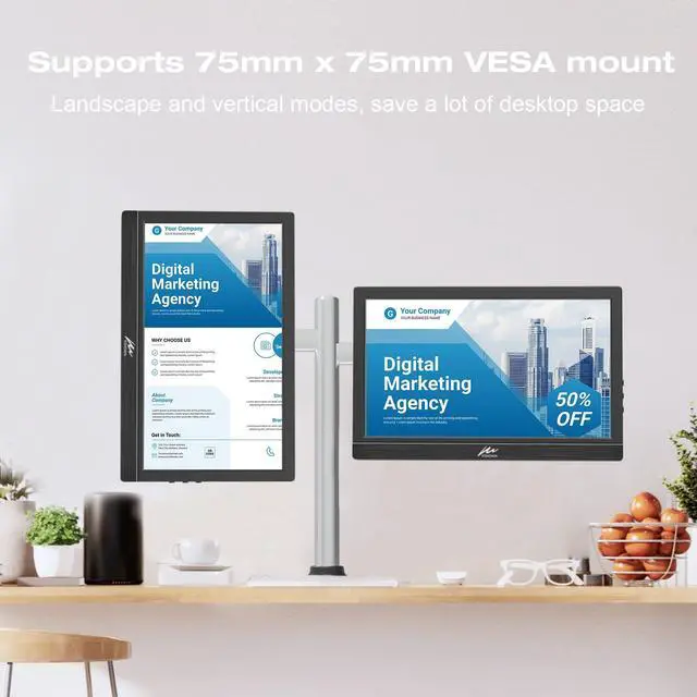 Alt view image 6 of 6 - Touchscreen Portable Monitor 11.6 Inch, HD 1366x768P LED External Display with USB C HDMI and Speakers & Stand, Travel Monitor Second Screen for Laptop Phone PC Mac Xbox PS4 Switch