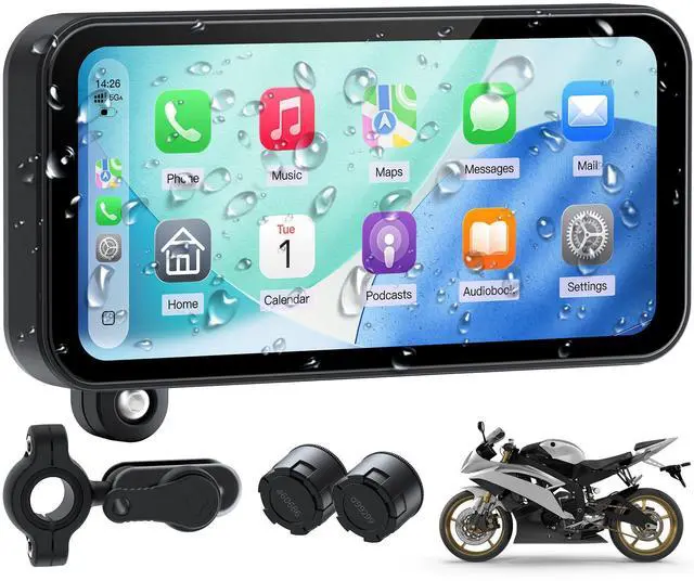 Main image of 6.25" Wireless Motorcycle CarPlay Screen with Android Auto,Built-in TPMS,IP67 Waterproof Motorcycle GPS Display,OTA Update,Bluetooth Audio,Portrait/Landscape Switch for Riding