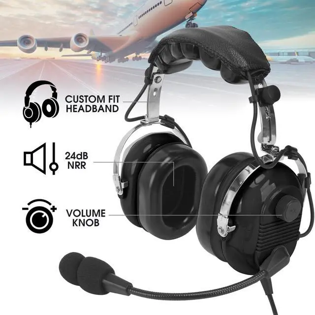 Alt view image 2 of 6 - Aviation Headsets GA Headphone Noise Reduction for Pilot Trainees Beginner PPL Students Casual Flyers Flight Passengers Aviation Maintenance Ground Crew Flying Enthusiasts (629-A-BLACK)