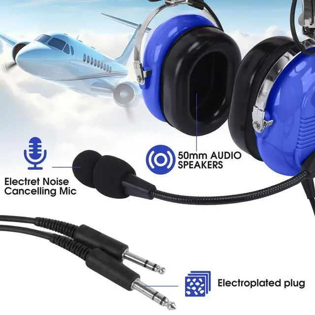 Alt view image 4 of 6 - Aviation Headsets GA Headphone Noise Reduction for Pilot Trainees Beginner PPL Students Casual Flyers Flight Passengers Aviation Maintenance Ground Crew Flying Enthusiasts (629-A-BLUE)