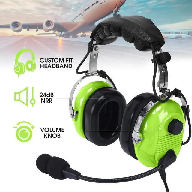 Alt view image 2 of 5 - Aviation Headsets GA Headphone Noise Reduction for Pilot Trainees Beginner PPL Students Casual Flyers Flight Passengers Aviation Maintenance Ground Crew Flying Enthusiasts (629-A-GREEN)