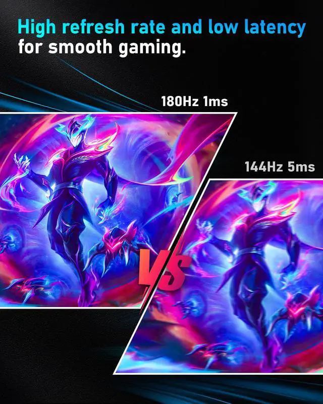 Alt view image 5 of 6 - 24 Inch Gaming Monitor FHD 1080P Fast IPS 180Hz, 165Hz Refresh Rate, 1ms, HDR Computer Monitor, HDMI, DisplayPort, Eye Care for Gamers, Compatible Wall Mountable Installs-Black