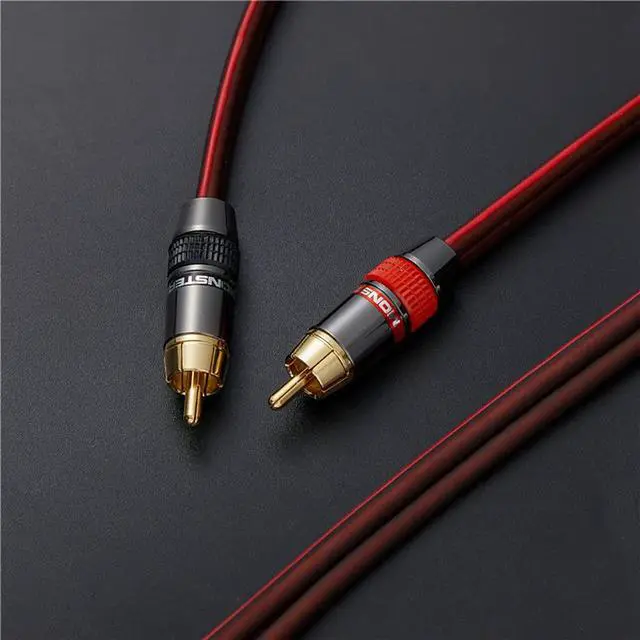 Alt view image 5 of 5 - Audiophile Hi-Fi 14 Gauge OFC Speaker Cable with RCA Male (Black & Red) to 2 Bananas Plugs, 2 pack/1pair, (5M(16.5FT), 1 Pair(RCA to 2 Y Spade))