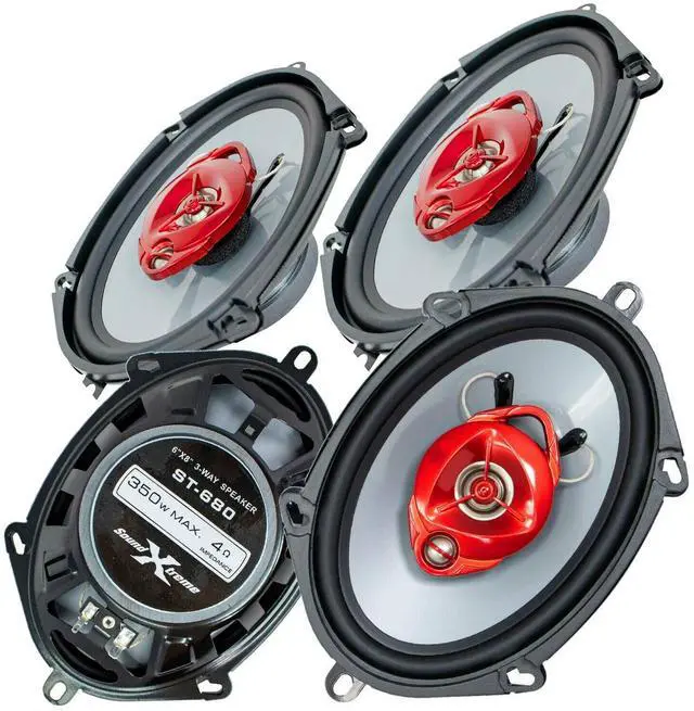 Main image of 4X Soundxtreme ST-680 5x7 Inch / 6x8 Inch 3-Way 700 Watts Coaxial Car Speakers 4-Ohm Polypropylene Mid-Woofer Cone Material Polyester Foam Speaker Surround