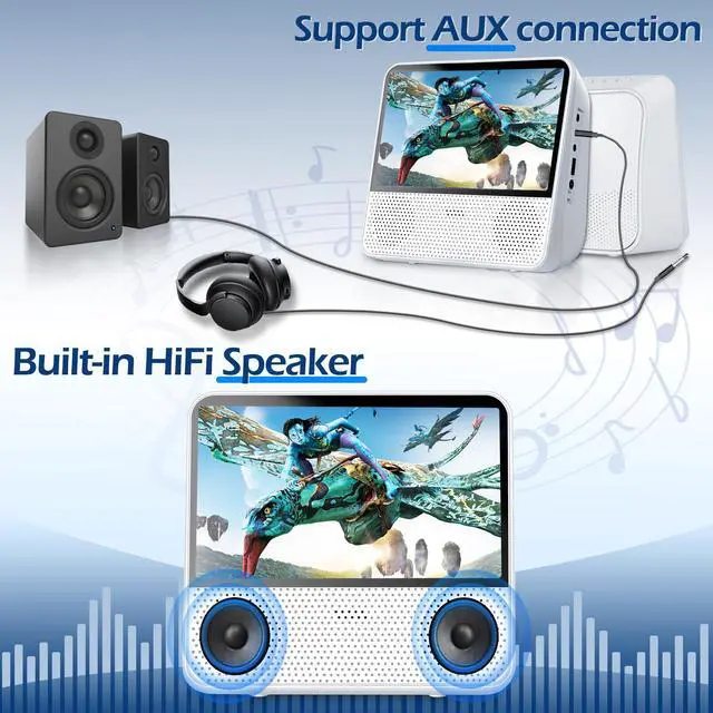 Alt view image 6 of 6 - 9.8" Portable DVD Player with Bluetooth, 1024 x 600 Screen, Portable DVD Player with Screen, 4000mAh Rechargeable, HiFi Speakers, Timer/Remote/Sync TV, Support DVD/CD/Bluetooth/AUX/AV/USB