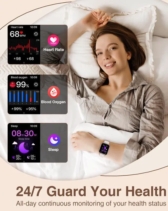 Alt view image 4 of 6 - Smart Watches for Women with Bluetooth Call 4 Bands 1.83" Fitness Watch for iPhone Android Activity Tracker Pedometer Heart Rate Sleep SpO2 Monitor Smartwatch with Notifications 110+ Sports