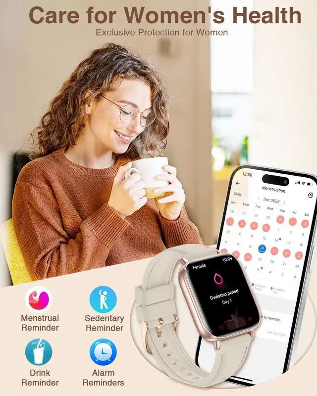 Alt view image 5 of 6 - Smart Watches for Women with Bluetooth Call 4 Bands 1.83" Fitness Watch for iPhone Android Activity Tracker Pedometer Heart Rate Sleep SpO2 Monitor Smartwatch with Notifications 110+ Sports