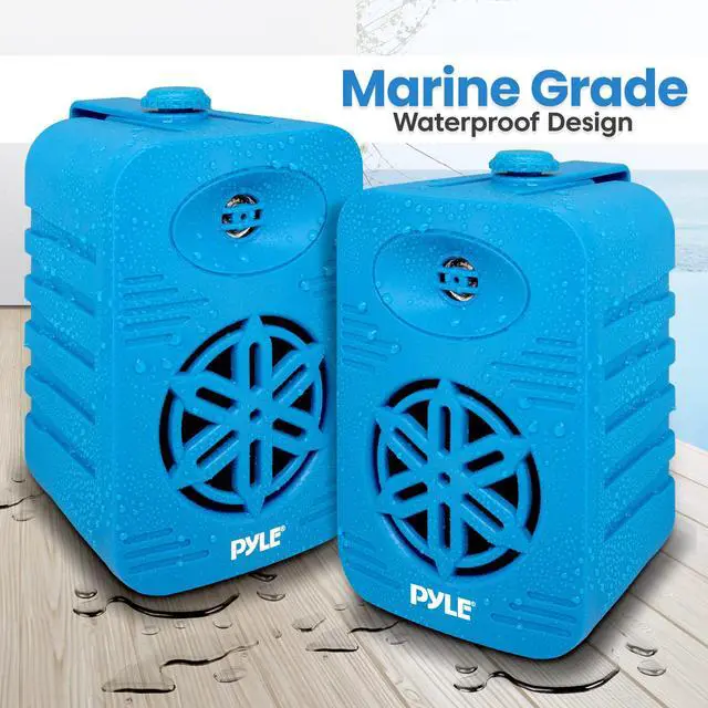 Alt view image 4 of 6 - Indoor Outdoor Speakers Pair - 500 Watt Dual Waterproof 5.25 2-Way Full Range Speaker System w/ 1/2 High Compliance Polymer Tweeter - in-Home, Boat, Marine, Deck, Patio, Poolside (Blue)