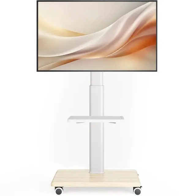 Main image of Universal Floor TV Stand, Portable Rolling Floor TV Mount with Wheels, 80 Degree Swivel Height Adjustable for 27 to 65 Inch LCD LED OLED, Holds up to 88 lbs Mobile TV Cart, Max VESA 400x400mm