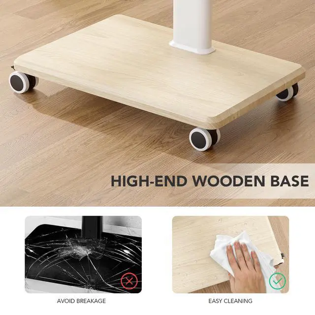 Alt view image 5 of 6 - Universal Floor TV Stand, Portable Rolling Floor TV Mount with Wheels, 80 Degree Swivel Height Adjustable for 27 to 65 Inch LCD LED OLED, Holds up to 88 lbs Mobile TV Cart, Max VESA 400x400mm