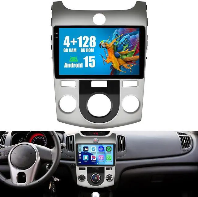 Main image of 4+128G Radio for Kia Forte Cerato K3 2008-2012 (Manual A/C), 9" Touch Screen Bluetooth Radio with Wireless CarPlay/Android Auto, 5GHz WiFi, Bluetooth 5.0, EQ, GPS Navigation, 1280 * 720, Backup Camera