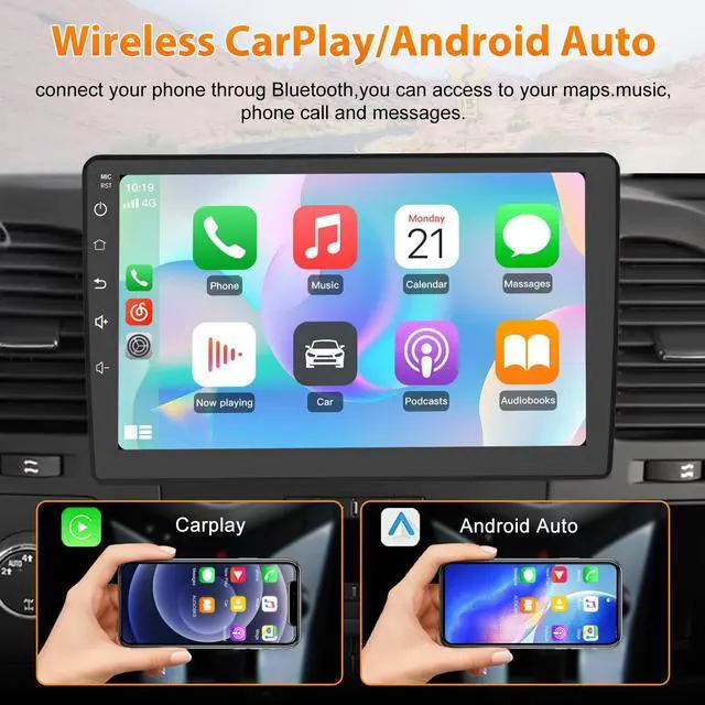 Alt view image 2 of 6 - Car Radio Stereo for Chevy Silverado 2007-2013 Tahoe GMC Sierra Yukon with Wireless CarPlay Android Auto,10 Inch Touch Screen with Backup Camera