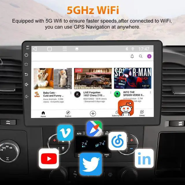 Alt view image 3 of 6 - Car Radio Stereo for Chevy Silverado 2007-2013 Tahoe GMC Sierra Yukon with Wireless CarPlay Android Auto,10 Inch Touch Screen with Backup Camera