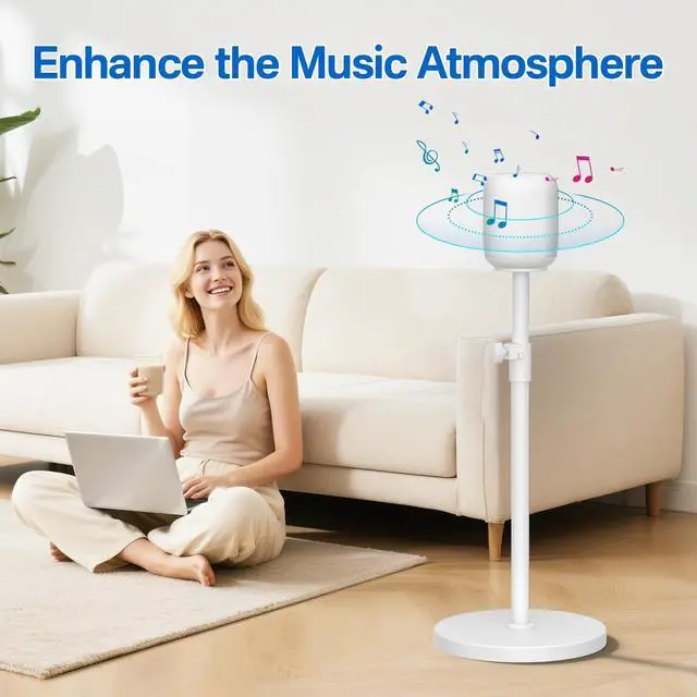 Alt view image 6 of 6 - Height Adjustable Speaker Stand for Homepod 1 and Homepod 2 Stand Built-in Cable Management - Heavy-Duty Floor Speaker Stands for HomePod 1st and 2nd Generation Speakers Easy to Install, White