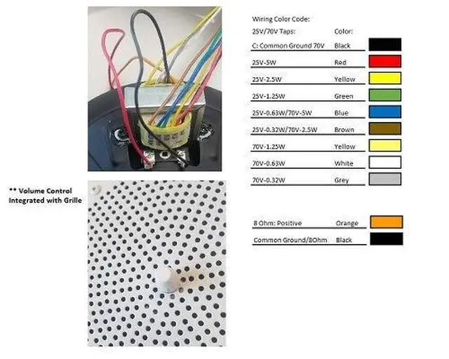 Alt view image 5 of 5 - 8" Commercial 70V Ceiling Speaker w/Front Volume Control Knob Single White C1090
