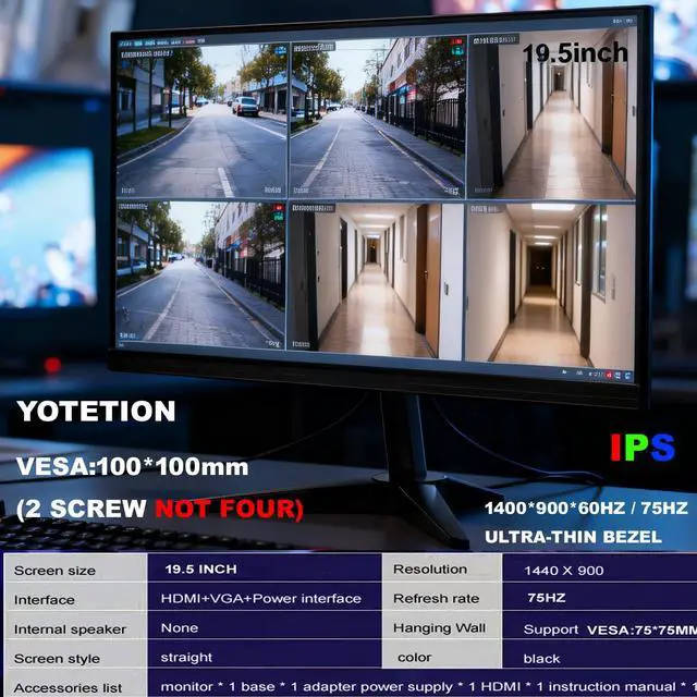 Alt view image 5 of 6 - 19.5-inch Professional HD Monitor (1440 x 900), 75Hz Refresh Rate, Without Audio, Visual Protection Technology, Blue Light Filter, and Flicker-Free Technology (HDMI and VGA Ports)