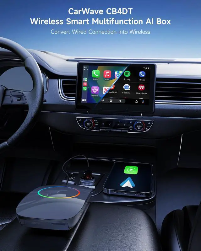 Alt view image 2 of 6 - Wireless Carplay Adapter - Magic AI Box CarPlay Android Auto Wireless, Dual Wi-Fi & BT, Gen AI, HDMI Output, USB Playback, OBD, Video Box for YouTube, Netflix, Prime Video, Spotify CB4BT