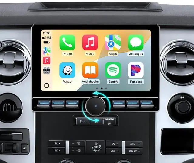 Main image of 4G+64GB Car Stereo for Ford F150 2009-2014 (Manual AC ONLY) Radio Upgrade-Wireless CarPlay Android Auto with Physical Volume Knob Keybutton, QLED Touch Screen, Backup Camera,Fits XL XLT Base Trims