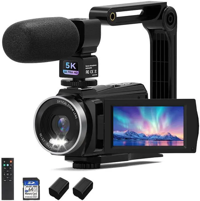 Main image of 5K Video Camera Camcorder 48MP UHD WiFi Vlogging Camera for YouTube,10X Optical Zoom 3.0'' IPS Touch Screen Anti-Shake Digital Camera with LED Fill Light,64GB Card,Mic,Stabilizer,Remote,2 Batteries
