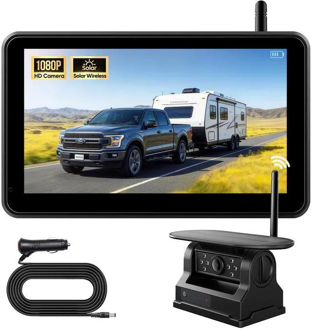 Main image of 7" Portable 1080P Solar Wireless Backup Camera Car Dash Cam,1 Min No Wiring Easy Install Rechargeable Magnetic Back up Camera for Truck/Trailer/Small RV/Camper (Single Camera)
