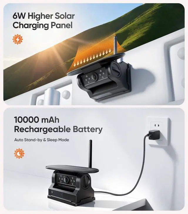 Alt view image 2 of 6 - 7" Portable 1080P Solar Wireless Backup Camera Car Dash Cam,1 Min No Wiring Easy Install Rechargeable Magnetic Back up Camera for Truck/Trailer/Small RV/Camper (Single Camera)
