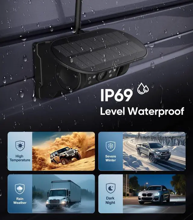 Alt view image 6 of 6 - 7" Portable 1080P Solar Wireless Backup Camera Car Dash Cam,1 Min No Wiring Easy Install Rechargeable Magnetic Back up Camera for Truck/Trailer/Small RV/Camper (Single Camera)
