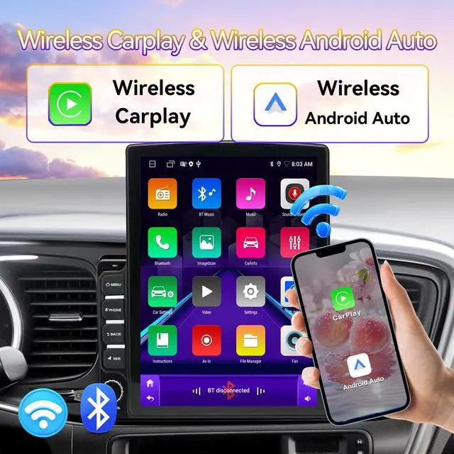 Alt view image 3 of 6 - Android 14 Car Stereo Radio Head Unit Compatible with Kia Optima K5 2013 2014 2015 9.7" Touch Screen Audio Receiver with CarPlay & Android Auto GPS WiFi Buletooth Back Camera FM Mic 2+64G