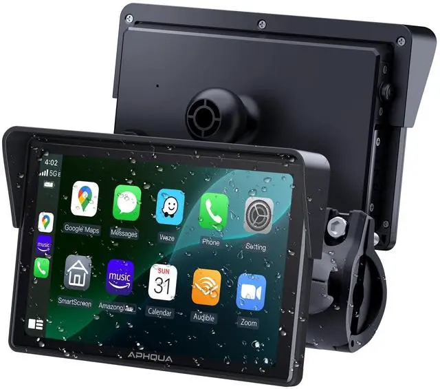 Main image of 5 Inch Motorcycle CarPlay & Android Auto Display IP67 Waterproof Touchscreen, Dual Bluetooth, TF Card, GPS Navigation, Universal Mount 522