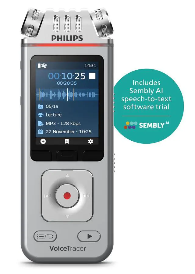 Alt view image 2 of 6 - VoiceTracer DVT4115 Digital Voice Recorder, Audio Recorder with Sembly AI Speech-to-Text Trial for Meetings, Lectures & Interviews