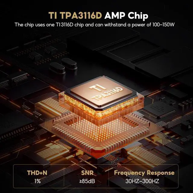 Alt view image 4 of 6 - 800X 8 Inch Powered Subwoofer 150W, 24bit/48KHz HD Audio Active Speaker, Deep Bass Speaker for TPA3116 TPA3255 Integrated Amplifier Home Theater, Gaming, Music (RCA/AUX/LFE Inputs)