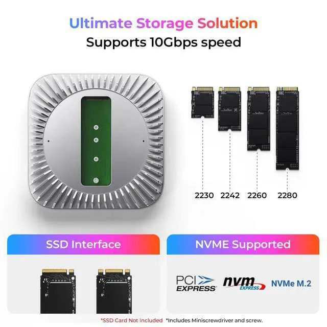 Alt view image 3 of 6 - Mac mini M4 Dock & Stand with 8T NVMe SSD Enclosure, 2 USB A 10Gbps,10G USB C Data Port, 5G USB A*2, USB-C Charge, SD/TF, Audio for Mac mini M4/ M4 Pro
