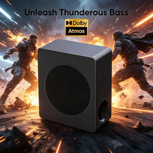 Alt view image 4 of 6 - 2.1 CH Sound bar with Subwoofers, 100W Sound Bar for Smart TV, Dolby Atmos Surround Sound System, Adjustable Home Theater Bluetooth Speaker, for TV/Projector/PC