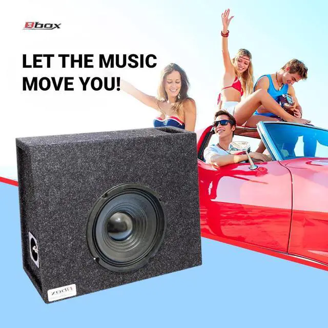 Alt view image 5 of 6 - Atrend 8" Single Universal Truck Style Vented Subwoofer Enclosure - Mitered & Dado End Panels - Premium Carpeted Finish, Silver Spring-Loaded Terminal & 5/8" MDF Construction- Upgrade Your Audio Setup