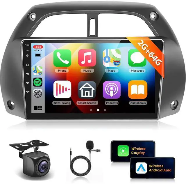 Main image of Android 15 Car Radio for Toyota RAV4 2001 2002 2003 2004 2005 2006 Car Stereo with Wireless CarPlay Android Auto 9'' 1080P HD Touch Screen 5G WiFi Bluetooth 26UIs FM/RDS GPS MirrorLink Backup Camera
