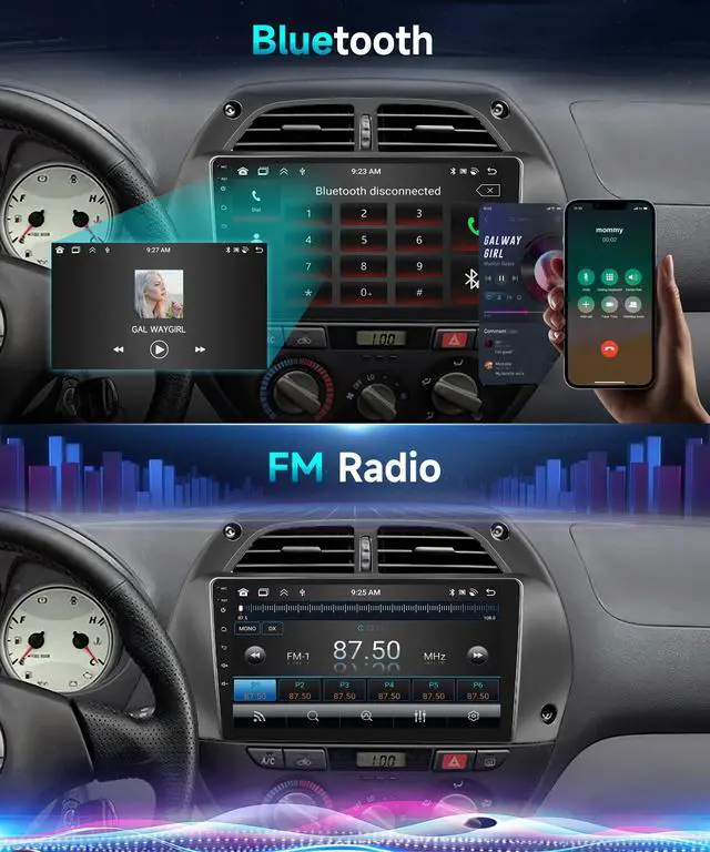 Alt view image 6 of 6 - Android 15 Car Radio for Toyota RAV4 2001 2002 2003 2004 2005 2006 Car Stereo with Wireless CarPlay Android Auto 9'' 1080P HD Touch Screen 5G WiFi Bluetooth 26UIs FM/RDS GPS MirrorLink Backup Camera