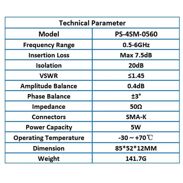 Alt view image 3 of 6 - TOJOIN Passive Power Splitter/Divider 4 Way for SMA Connectors, Coaxial Cable Splitter 0.5-6GHz for RF/Microwave Measurements Accessories Splitter Coaxial,for Antenna System (PS-4SM-0560)