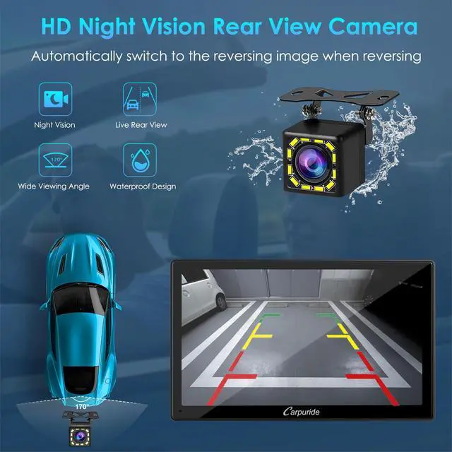 Alt view image 6 of 6 - Double Din Car Stereo with CarPlay and Android Auto Car Radio 9" HD Floating Touchscreen Car Audio Receivers with Bluetooth, EQ Subwoofer, Mirror Link, SWC, Backup Camera, AUX, AM/FM Radio