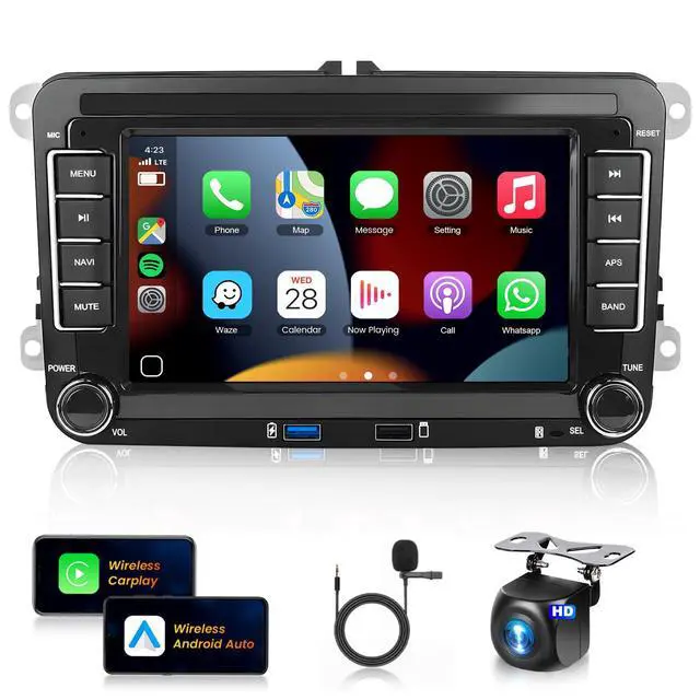 Main image of 7 Android13 Wireless CarPlay & Android Auto Car Stereo for VW Jetta Passat Golf Tiguan 2+64G Bluetooth, GPS Navigation, Wi-Fi, Backup Camera Included,USB Slot Android Double Din Head Unit