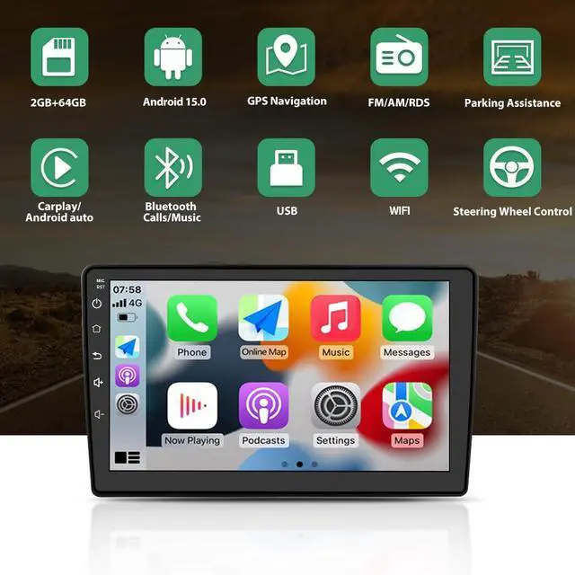 Alt view image 3 of 6 - Car Radio for Ford F150 Radio, 2009 2010 2011 2012 for F150 Android Car Stereo with 9 Inch Screen, Carplay, Touch Screen, Backup Camera, DSP, 2G RAM, 64G ROM Auto AC (High-end Model)