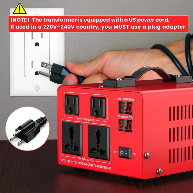 Alt view image 2 of 6 - 1000W Voltage Transformer Power Converter(110V to 220V, 220V to 110V) Step Up/Down Converter 110/120 Volt - 220/240 Volt w/US Power Cord, LCD Display, 2 US Outlets, 2 Universal Outlet