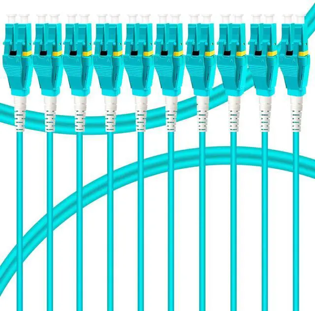 Main image of Uniboot LC to LC OM3 10PACK, 5m (15ft) Fiber Patch Cable, 10GB/Gigabit Multi-Mode Jumper Duplex 50/125m LSZH Fiber Optic Cord for SFP Transceiver