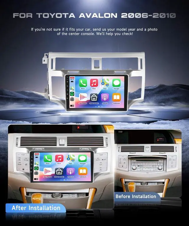 Alt view image 2 of 6 - 4G+64G for Toyota Avalon 2006-2010 Car Radio, Wireless Carplay Android Auto Android 15 Touch Screen Car Stereo, Bluetooth, GPS Navi, WiFi, SWC, HD Backup Camera