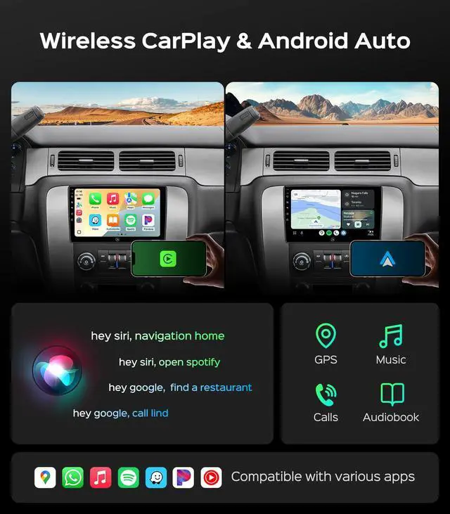 Alt view image 4 of 6 - 10.2'' Car Radio Stereo for Chevy Silverado 2007-2013 GMC Sierra Yukon Chevrolet Buick Enclave Wireless CarPlay & Android Auto, HD Touchscreen, Android 13, GPS Navigation, HD Backup Camera